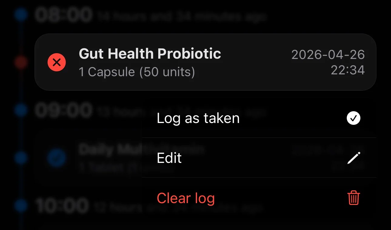 HealthFactor context menu